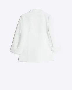 River Island Girls rolled sleeve blazer White Discount