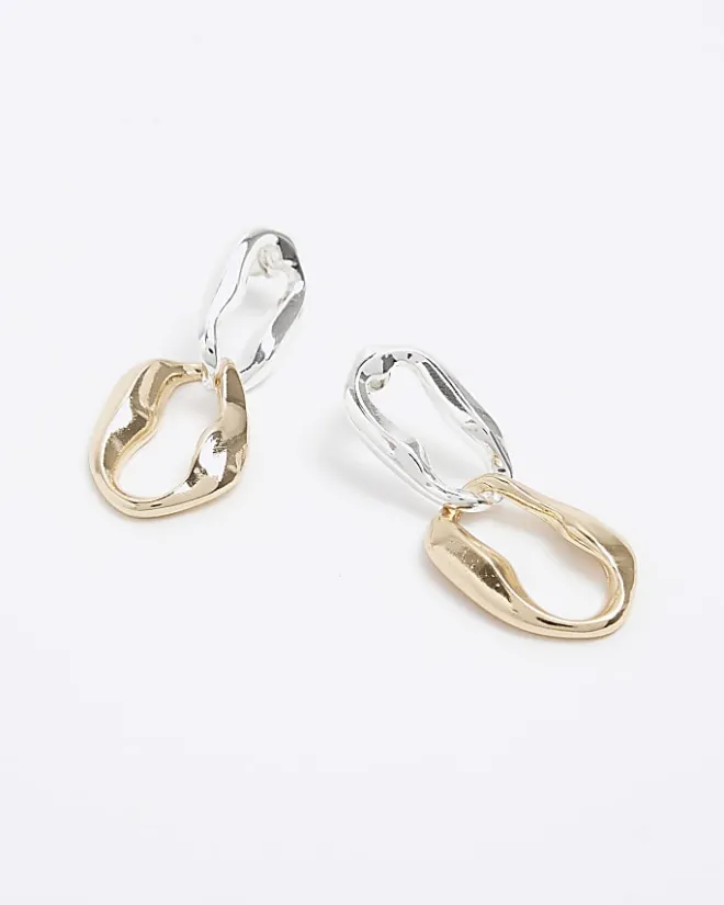 River Island Gold chain link drop earrings White Outlet