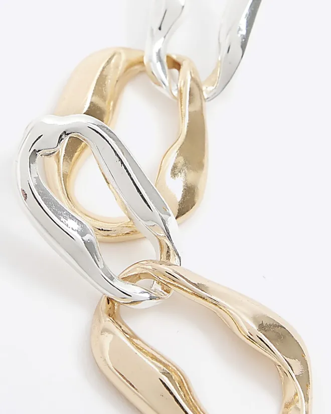 River Island Gold chain link drop earrings White Outlet