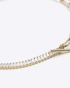 River Island Gold Chain Stone Necklace Yellow Fashion