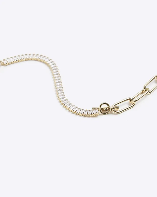 River Island Gold Chain Stone Necklace Yellow Fashion
