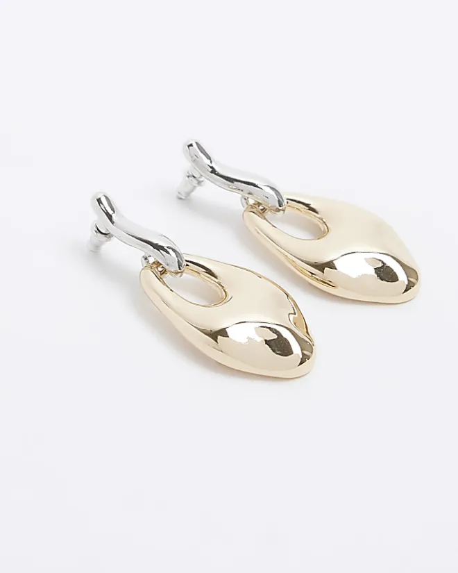 River Island Gold chunky drop earrings White Discount