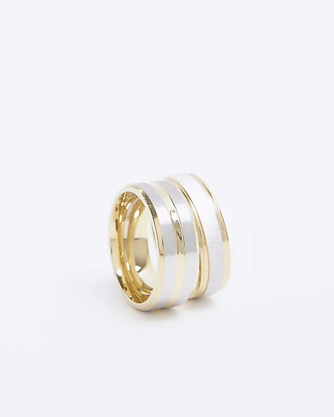 River Island Gold colour stainless steel rings multipack White Online