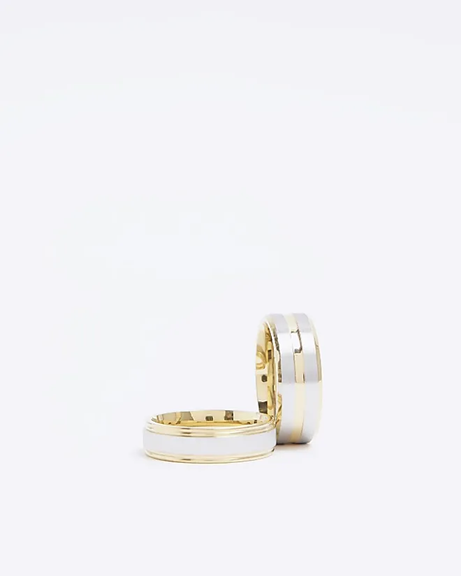 River Island Gold colour stainless steel rings multipack White Online