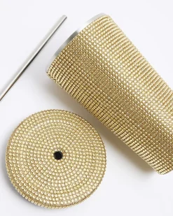 River Island Gold Diamante Cup Yellow Best