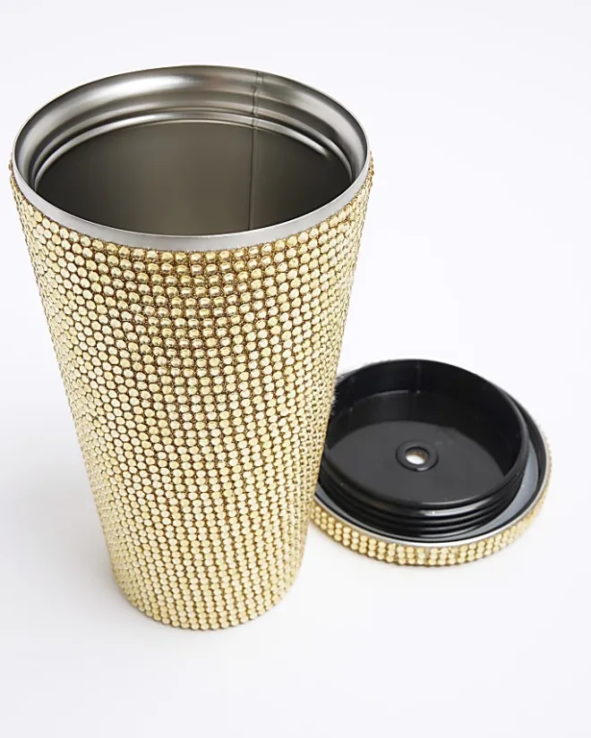 River Island Gold Diamante Cup Yellow Best