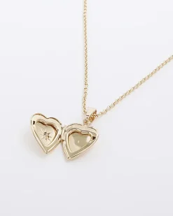 River Island Gold January Birthstone Heart Necklace Yellow Fashion