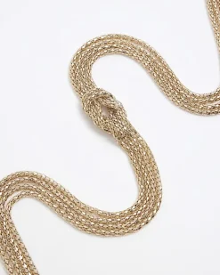 River Island Gold knot necklace Yellow Online