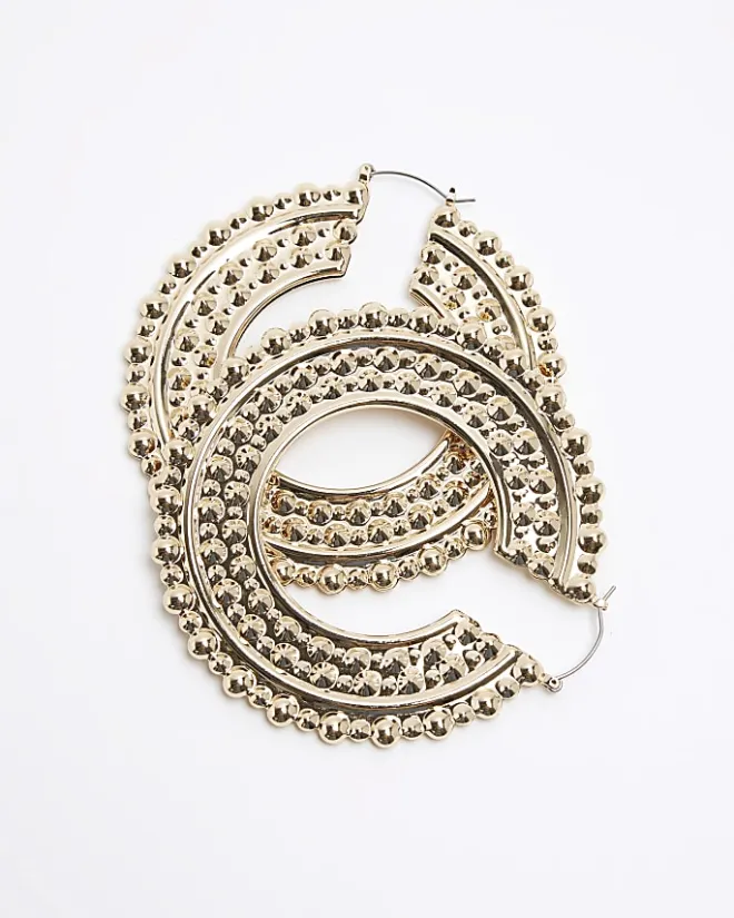 River Island Gold oversized hoop earrings Yellow Fashion