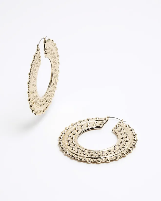 River Island Gold oversized hoop earrings Yellow Fashion