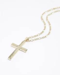 River Island Gold plated cross necklace Yellow Fashion