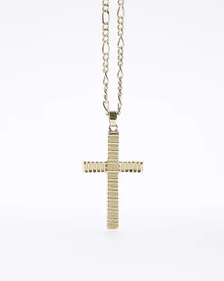 River Island Gold plated cross necklace Yellow Fashion