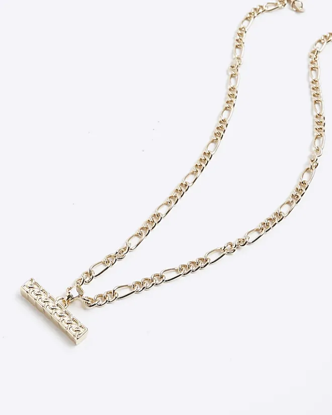 River Island Gold plated T bar necklace Yellow Fashion