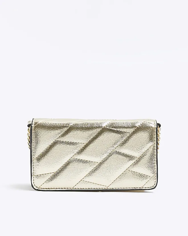 River Island Gold quilted chain cross body bag Yellow Hot