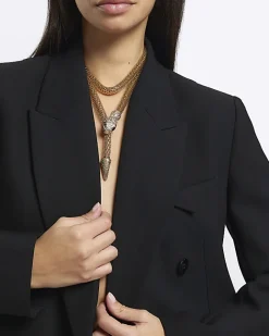 River Island Gold Snake Layering Necklace Yellow Hot