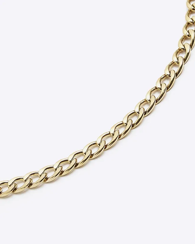 River Island Gold steel chain necklace Yellow Online