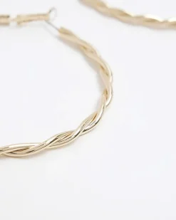 River Island Gold twist hoop earrings Yellow Hot