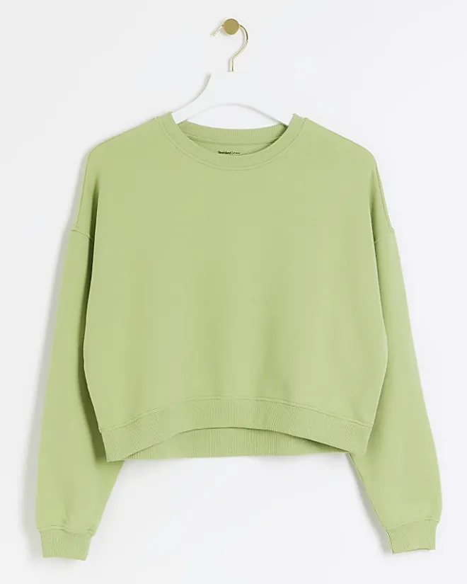 River Island crop plain sweatshirt Green Sale