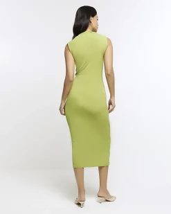 River Island knot detail bodycon midi dress Green Sale
