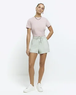 River Island lyocell drawstring shorts Green Fashion
