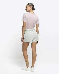 River Island lyocell drawstring shorts Green Fashion