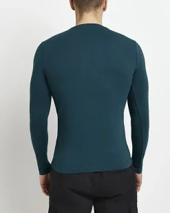 River Island Muscle fit long sleeve t-shirt Green Sale
