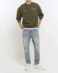 River Island oversized fit graphic sweatshirt Green Online