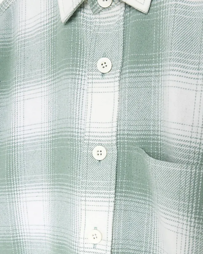 River Island regular fit check long sleeve shirt Green Sale
