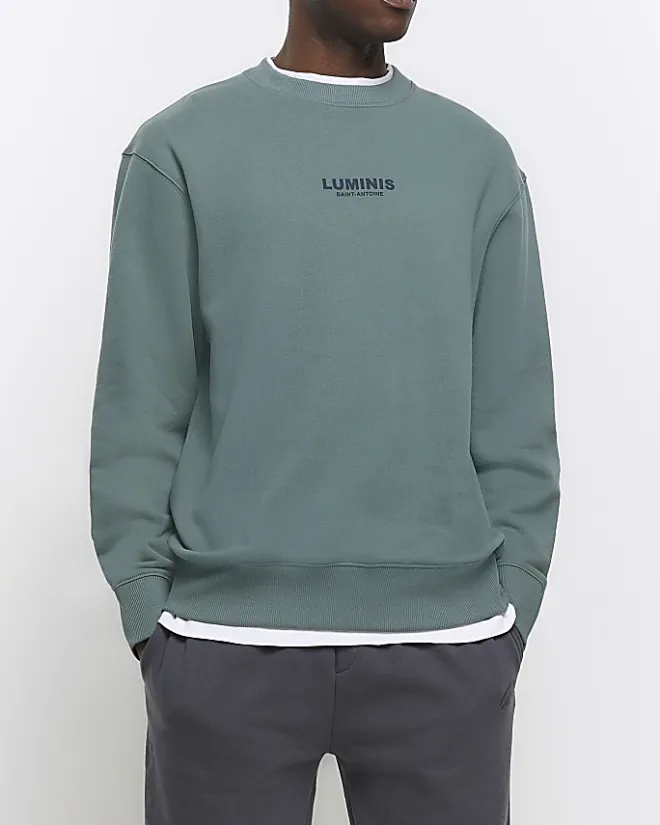 River Island regular fit graphic sweatshirt Green New