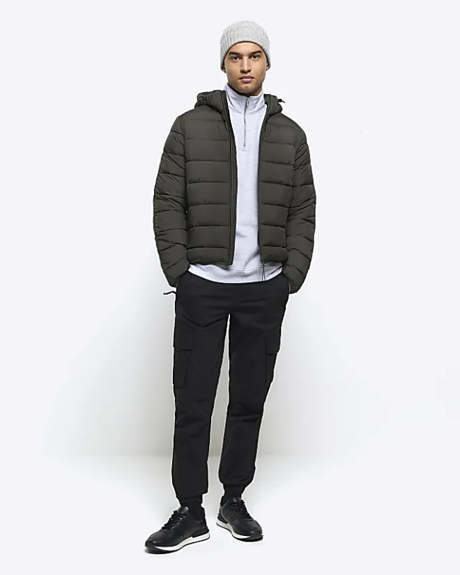 River Island regular fit hooded puffer jacket Green Clearance
