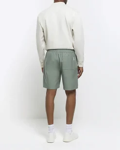 River Island regular fit pull on shorts Green Fashion