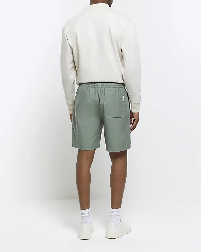 River Island regular fit pull on shorts Green Fashion
