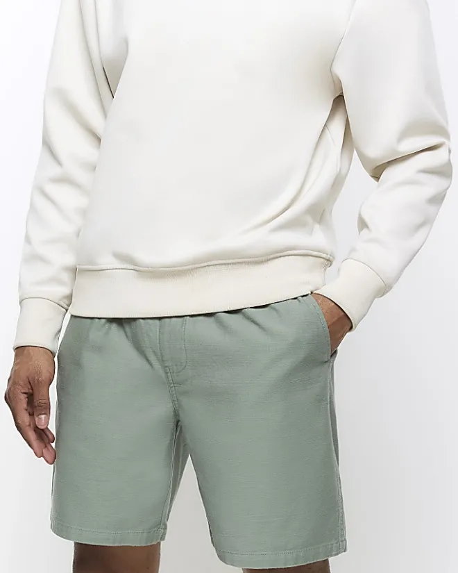 River Island regular fit pull on shorts Green Fashion