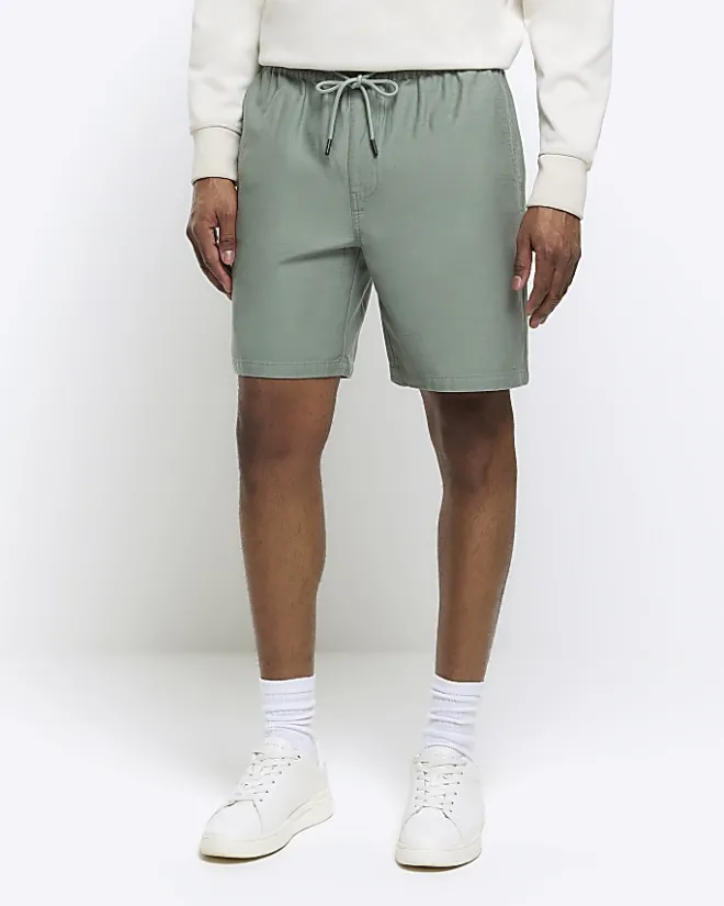River Island regular fit pull on shorts Green Fashion