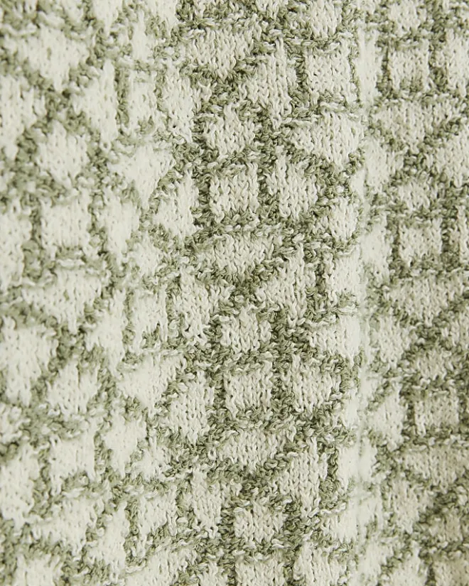 River Island slim fit jacquard crew jumper Green Hot