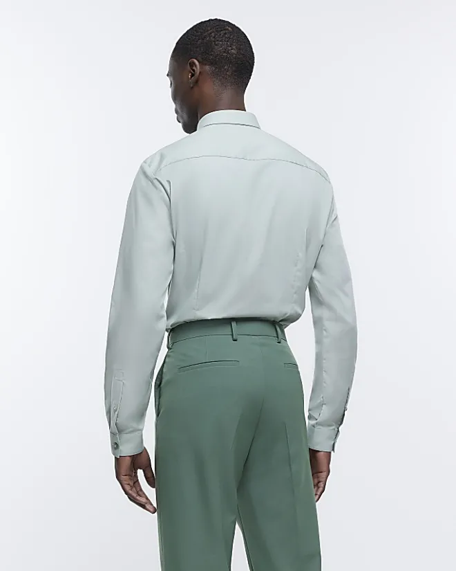 River Island slim fit smart shirt Green Best