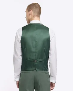 River Island slim fit waistcoat Green Clearance