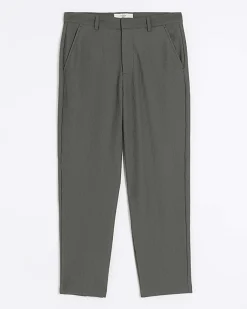 River Island tapered fit plisse smart trouser Green Discount