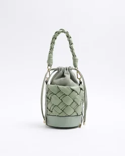 River Island weave bucket cross body bag Green Discount