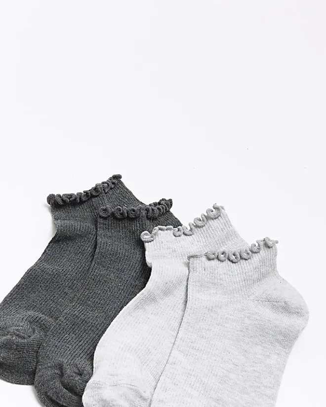 River Island frill socks multipack Grey Discount