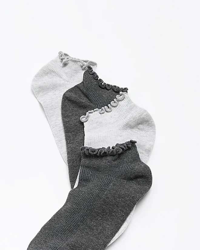 River Island frill socks multipack Grey Discount