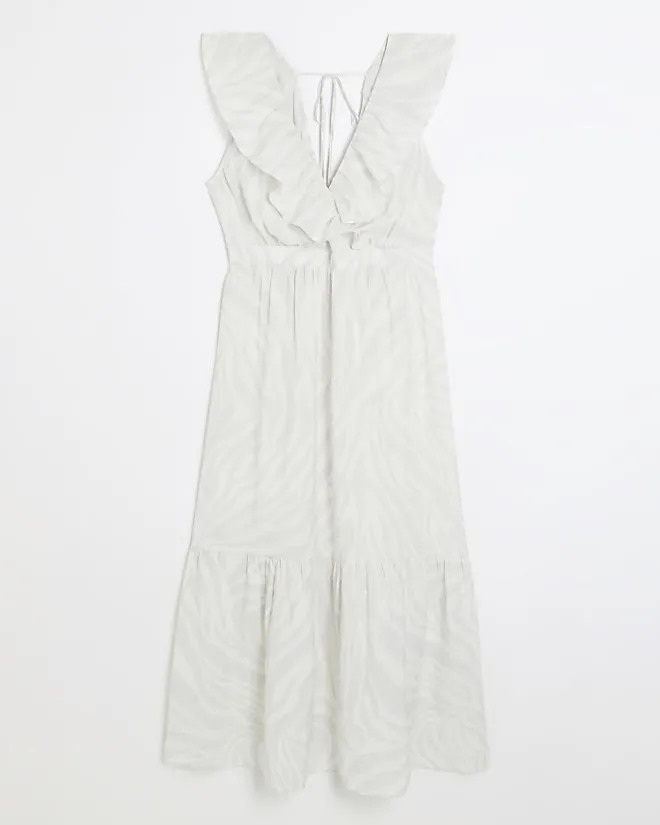 River Island frill swing maxi dress Grey Sale