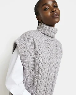 River Island jumper mini shirt dress Grey Sale