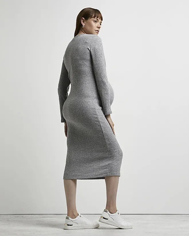 River Island maternity midi dress Grey Hot