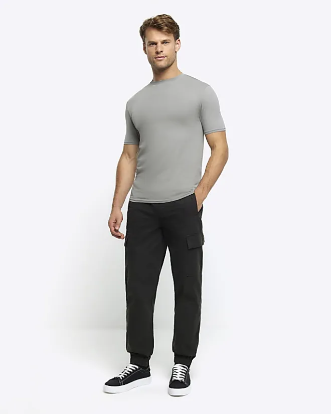 River Island muscle fit t-shirt Grey Outlet