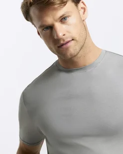 River Island muscle fit t-shirt Grey Outlet