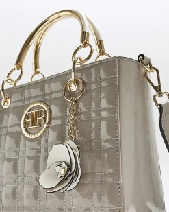 River Island quilted corsage tote bag Grey Online