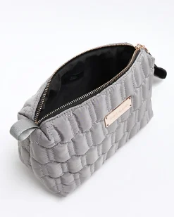 River Island quilted makeup bag Grey Sale