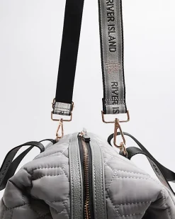 River Island quilted webbing travel bag Grey Sale