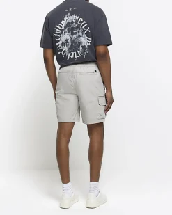 River Island regular fit cargo shorts Grey Sale